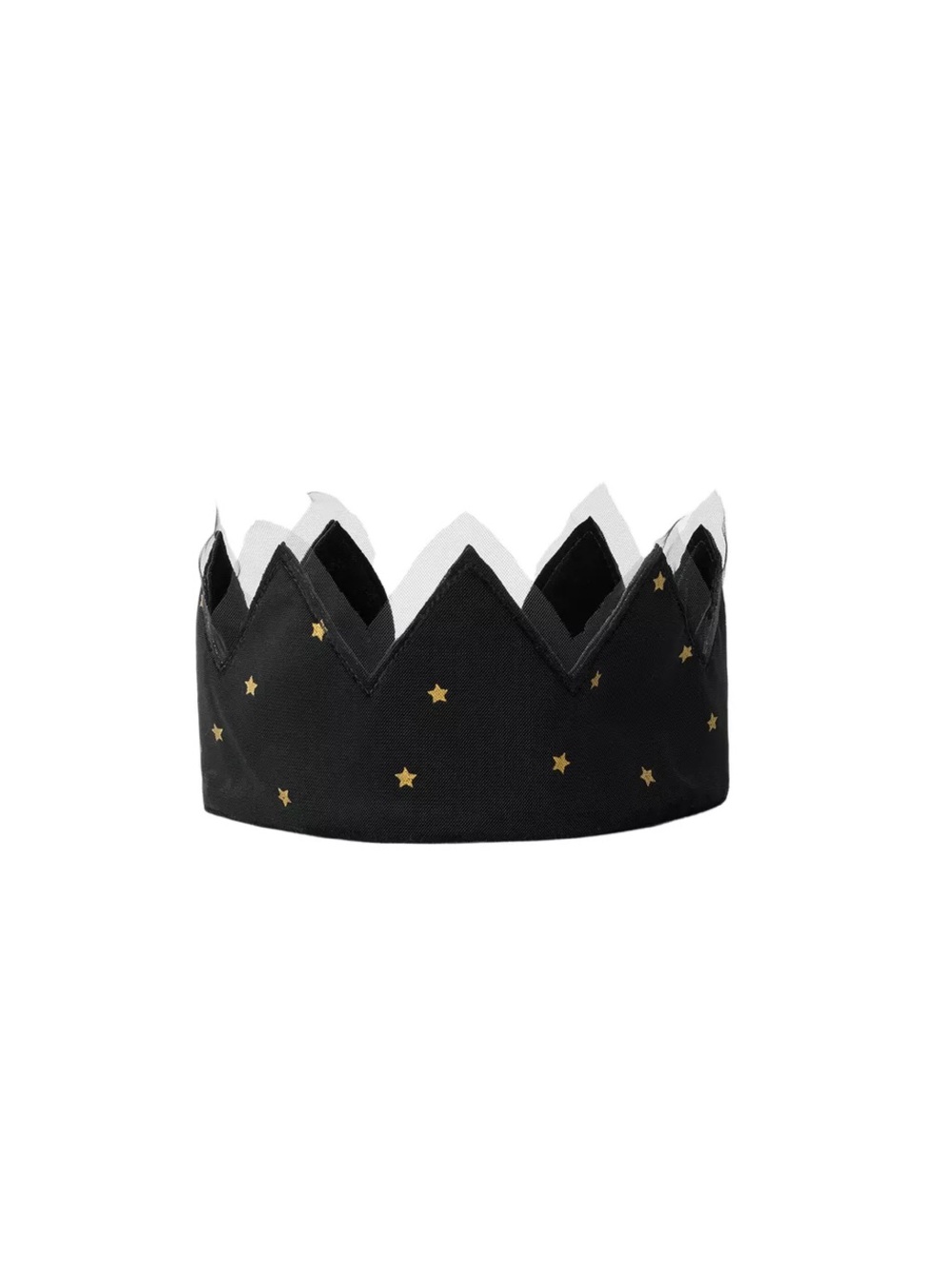Zara-  STAR TULLE CROWN Black Crown Hat with Gold Star Print